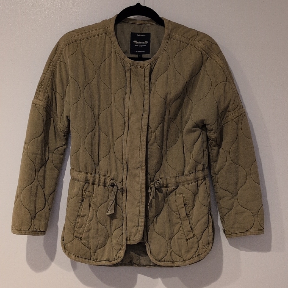 Madewell quilted liner Jacket With Pockets & Cinch Tie Size XS in Army Green
